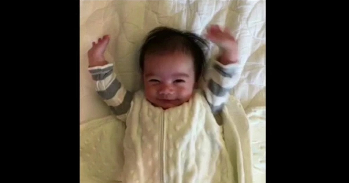 Boston Baby Kaden Loves to Be Unwrapped and Put His Hands Up (Video)