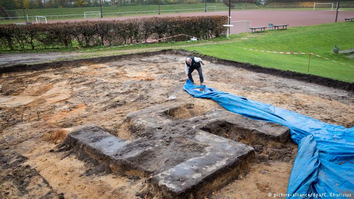 Giant swastika unearthed under football field in Germany