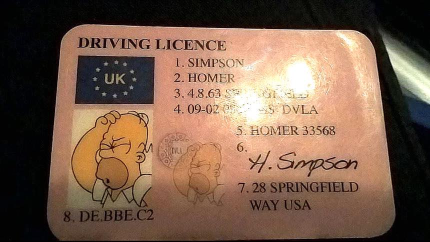 Driver caught with Homer Simpson's licence (Photo)