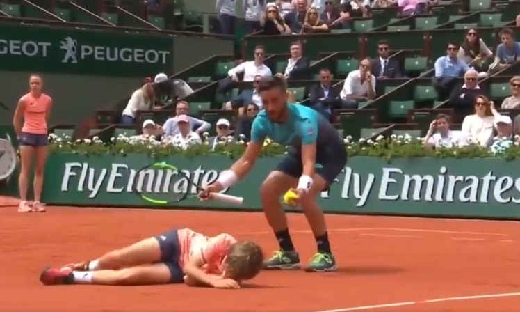 Ball boy flattened by tennis star Damir Dzumhur (Video)