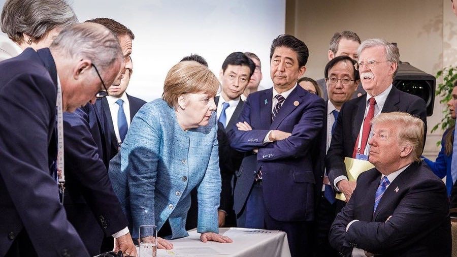G7 summit trump viral photo sparks meme frenzy