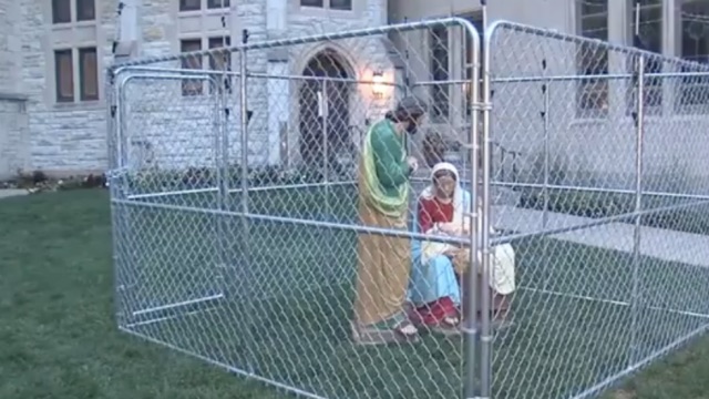 Church cages Jesus, Mary and Joseph statues in immigration protest (Photo)